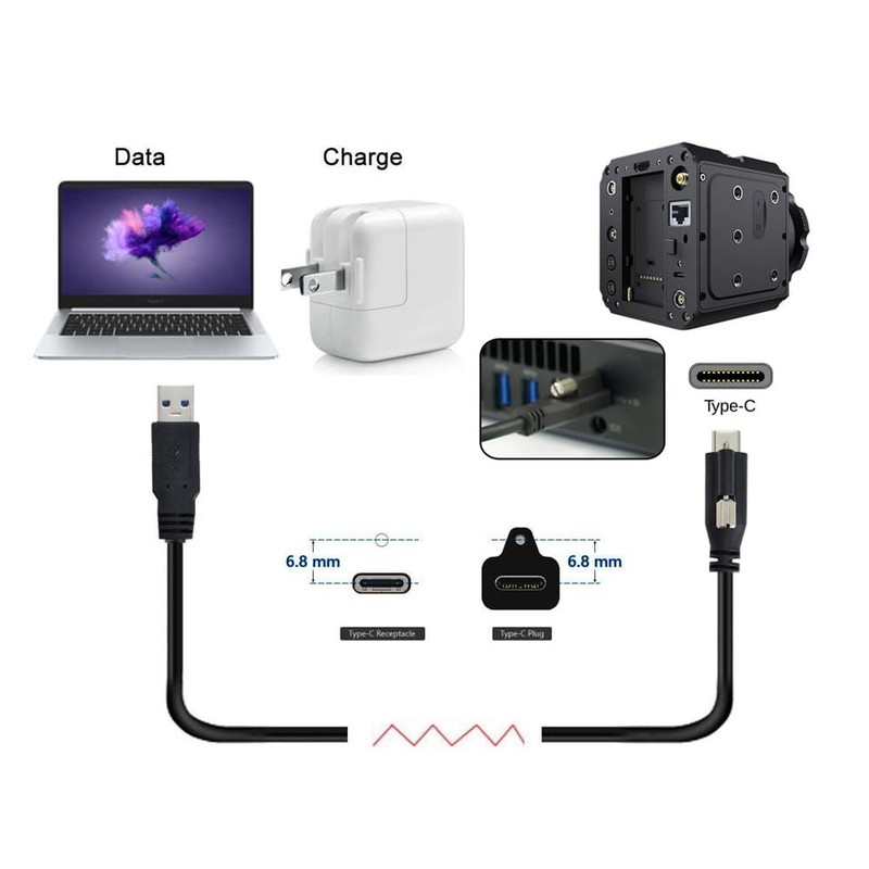 USB 3.1 Type-C Locking Connector to Standard USB3.0 Data Cable for Camera wit... gallery