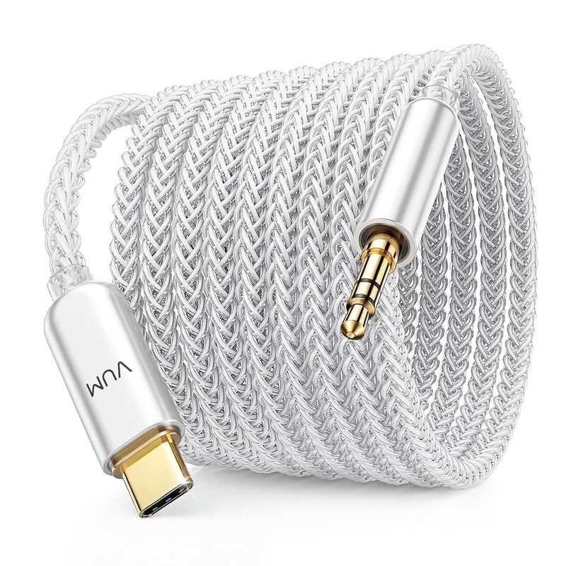 USB C to 3.5mm Hi-Res Audio Cord, 24K Gold Plated, 4ft gallery