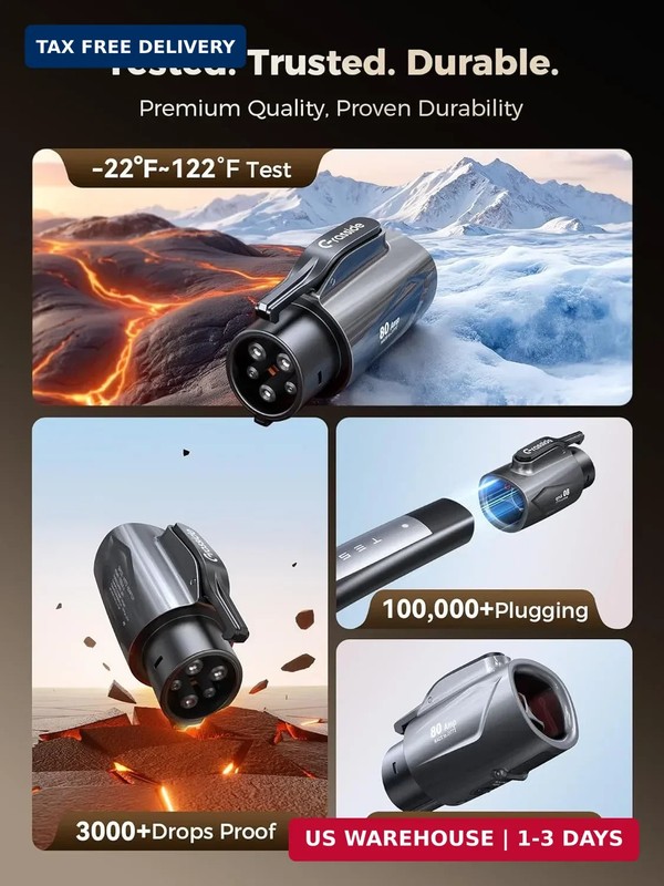 Tesla to J1772 Adapter [for J1772 EVs Only] [Max 80Amp 250V Fast Charging] Nacs gallery