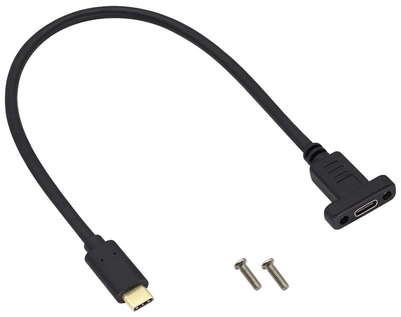 USB Type C Panel Mount Adapter Cable USB-C 3.1 Gen2 Male to USB C Female 0.3M