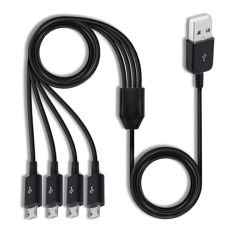 4 In 1 Multi Micro USB Splitter Cable Charging Cord for Data Sync Charge