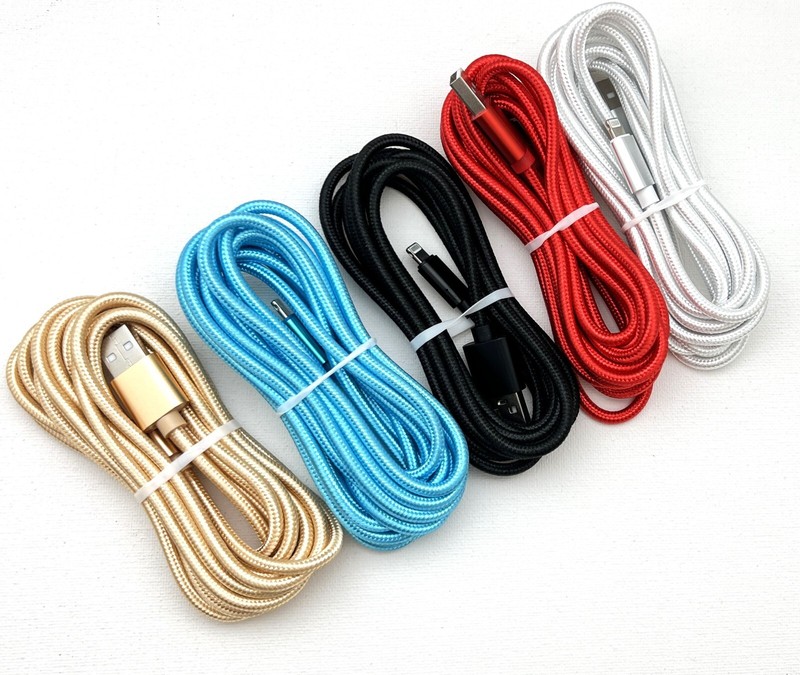 2 Pack – 6ft long USB Nylon Cable from USB to iPhone Braided Colorful Cord