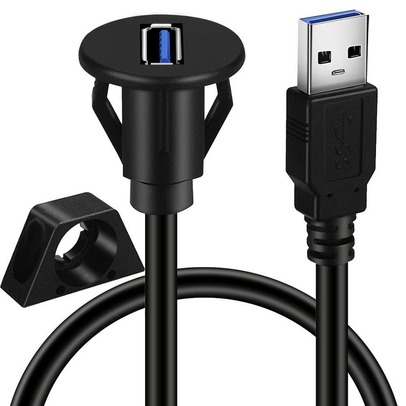 BATIGE 2 Pack Small USB 3.0 Male to Female AUX 2 pack 3ft, Black