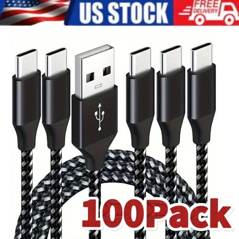 Braided USB C Type-C Fast Charging Data SYNC Charger Cable Cord 3/6/10FT Lot