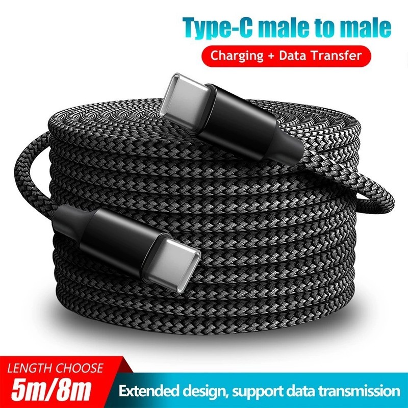 60W USB-C to USB-C Cable 5M 8M for iPhone Samsung Xiaomi Huawei