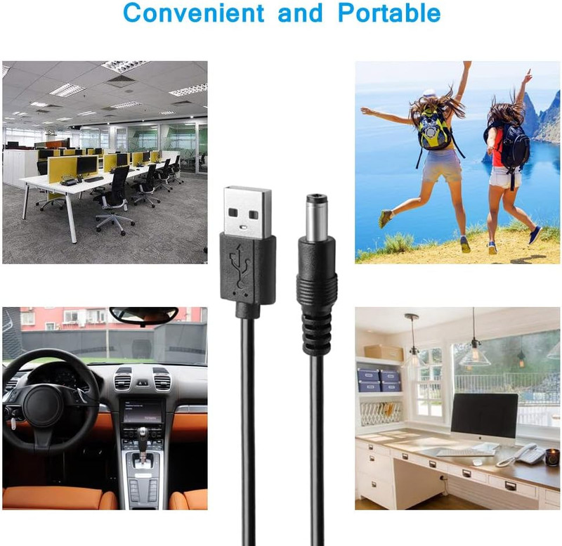 DC 5V Power Cord, USB to DC 5.5X2.1Mm Plug Charging Cable with 10 Connector gallery
