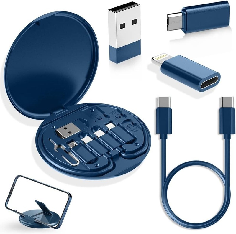 USB Adapter, Micro Charging Cable with C Lighting Blue gallery