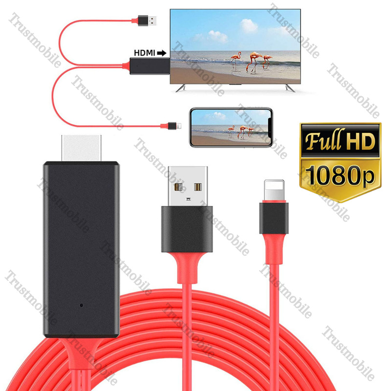 HDMI Mirroring Phone to TV HDTV Adapter Cable For iPhone 14 13 12 11 Pro X 6 7 8