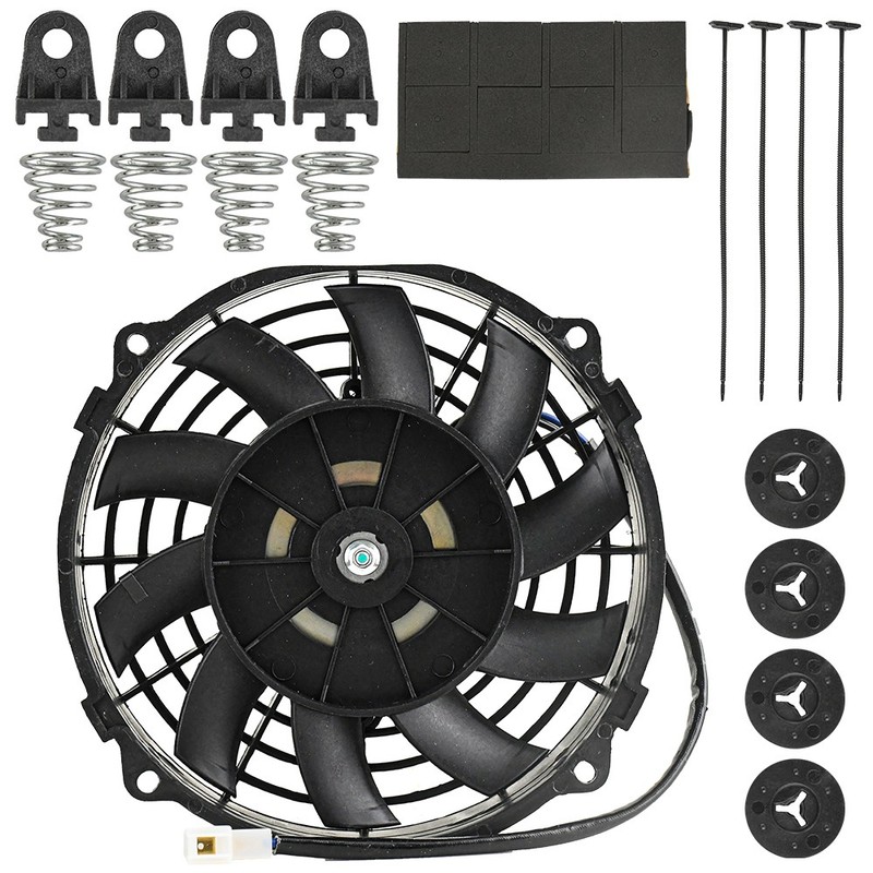 7″ Universal Slim Fan Push Pull Electric Radiator Cooling 12V 80W Mounting Kit