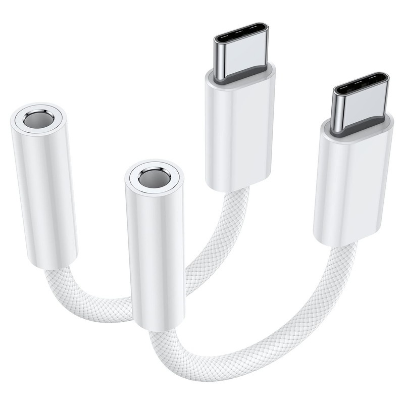 USB C to 3.5mm Female Headphone Jack Adapter 2-Pack, 5mm to USB C Aux Adapter