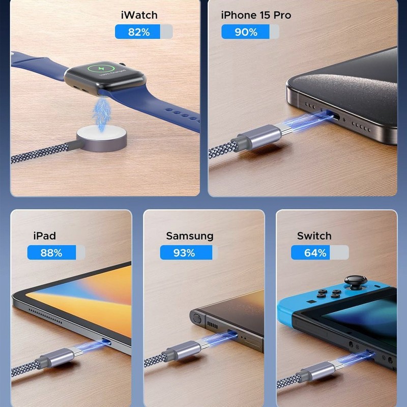 1.2M Data Cable 3-in-2 Charging Cable Multi Charger Cable for Watch iPhone 17 16 gallery