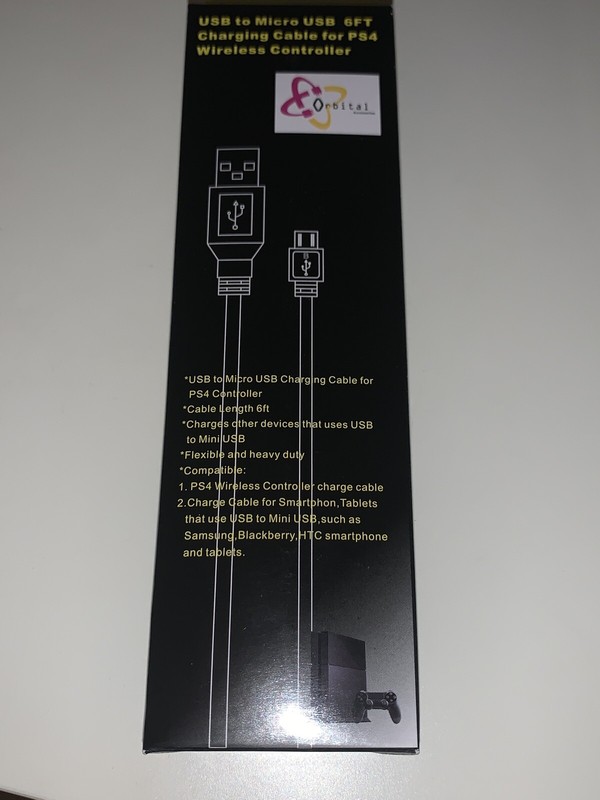 Orbital Micro USB 6 ft charging cable PS4 wireless PlayStation 4 controller gallery