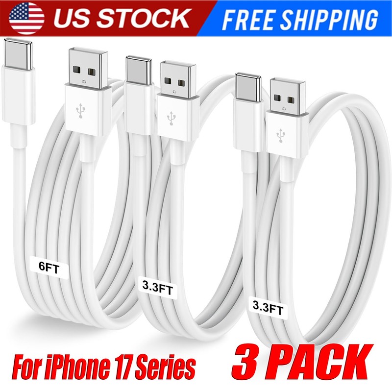 3x IPhone 17 16 Pro Max Plus USB-A Cable Fast Charger Type C Charging Data Cord