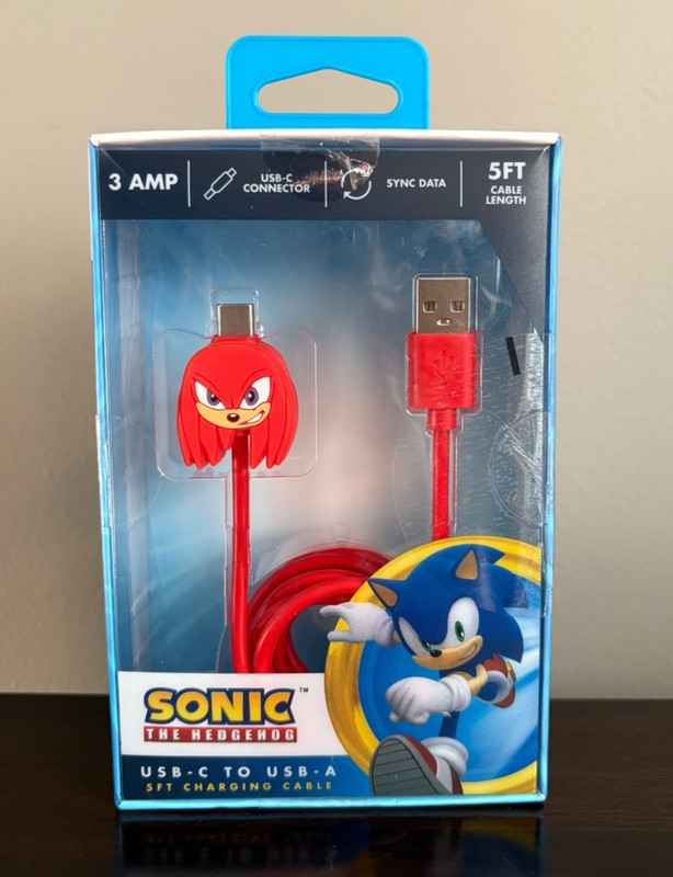NEW Sonic The Hedgehog KNUCKLES USB-A to USB-C 5ft Charging Cable