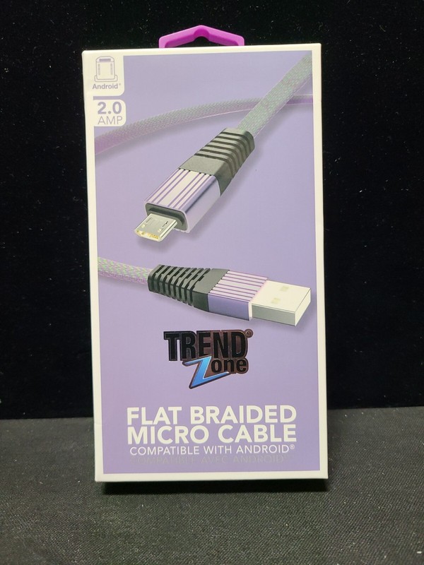 Micro cable to usb TREND Zone flat braided Micro cable 10 foot 2.0 Amp gallery