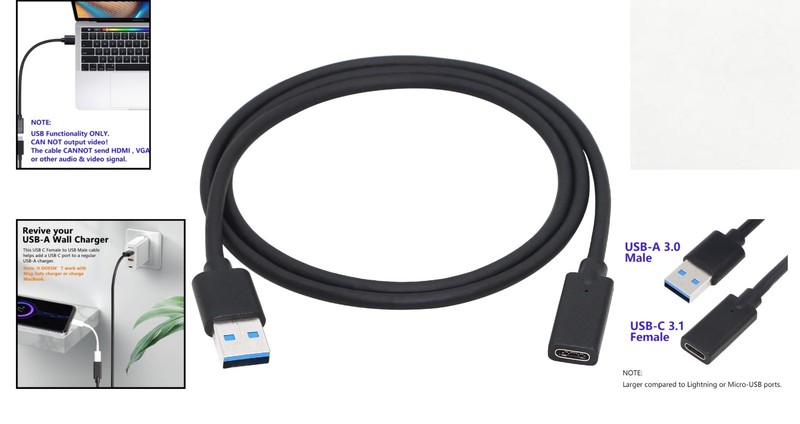 Versatile USB 3.0 Type A to C Converter - 3ft Length for Comfort and Convenience gallery