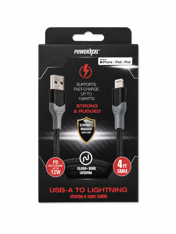 PowerXcel USB-A Charge And Sync Cable For IPhone,ipad,ipod