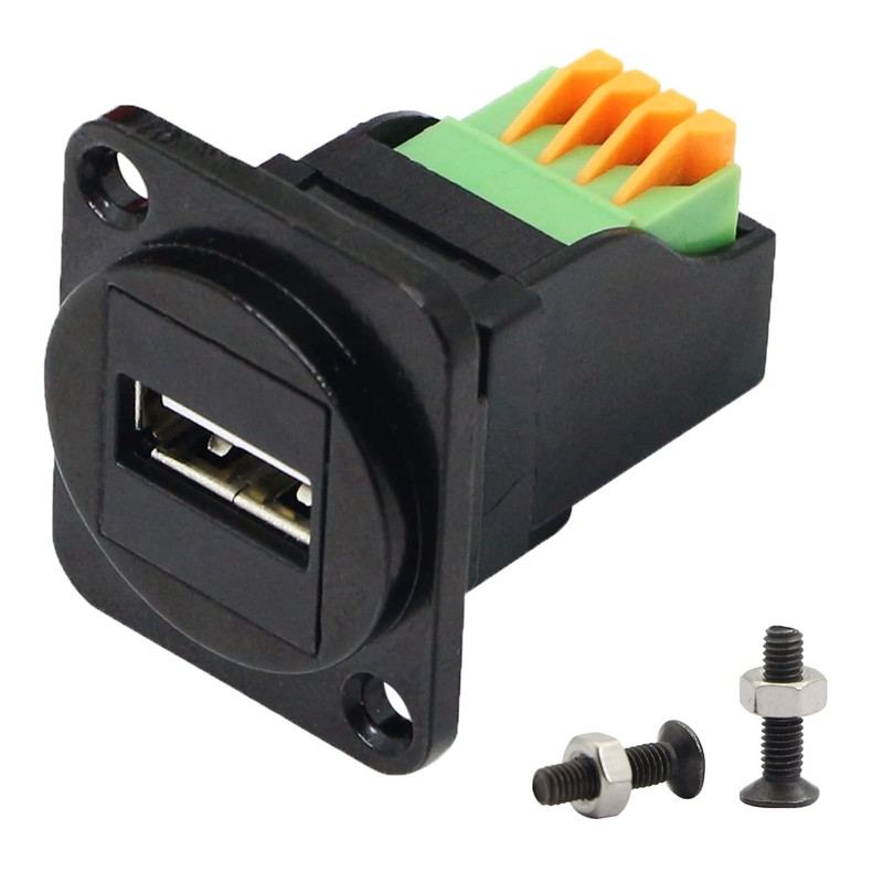 USB2.0 Panel Mount Terminal Block Connector Panel Mount USB 2.0 Type A Female...