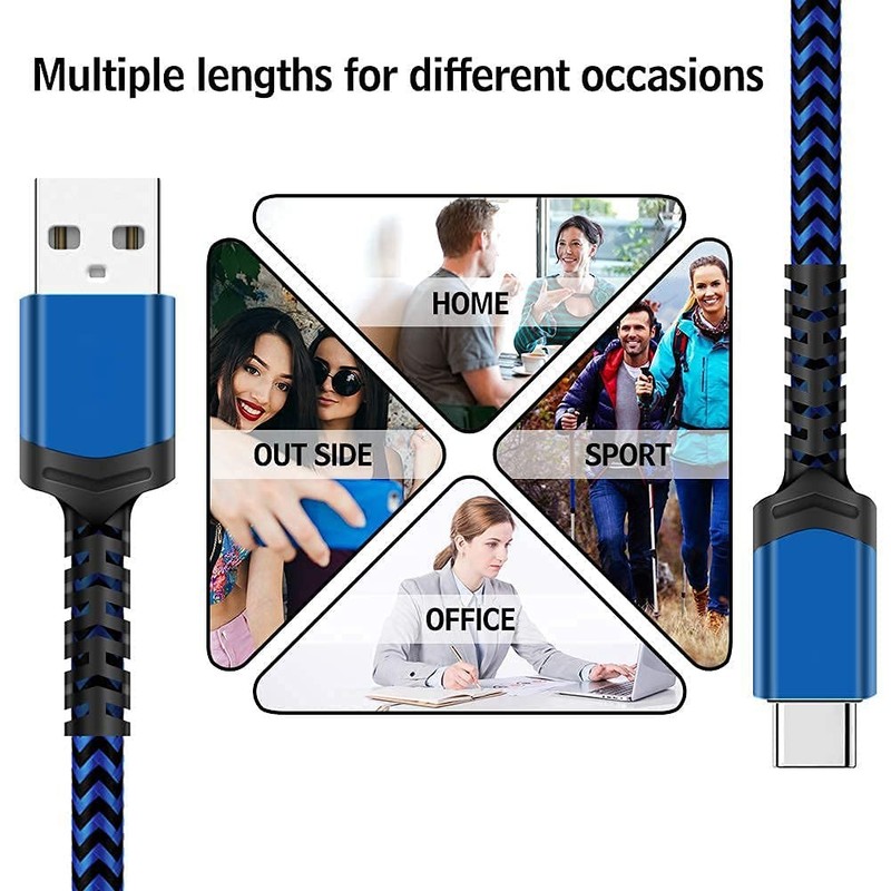 USB Type C Cable 5Pack (3/3/6/6/10FT) Nylon Braided USB C Cable Fast Charger ... gallery