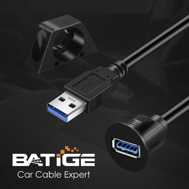 2 PCS Small USB 3.0 Male To Female AUX Flush Panel Mount Extension Cable 3Ft gallery