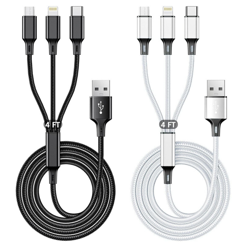 Multi USB Charging Cable 3A, 3 in 1 Fast Charger Cord Connector with Dual Phone/ gallery