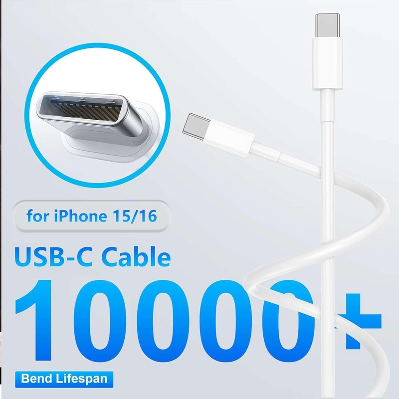 5X 60W PD Cable USB C to USB C Fast Charger For iPhone 17 Air 15 Plus 16e iPad gallery