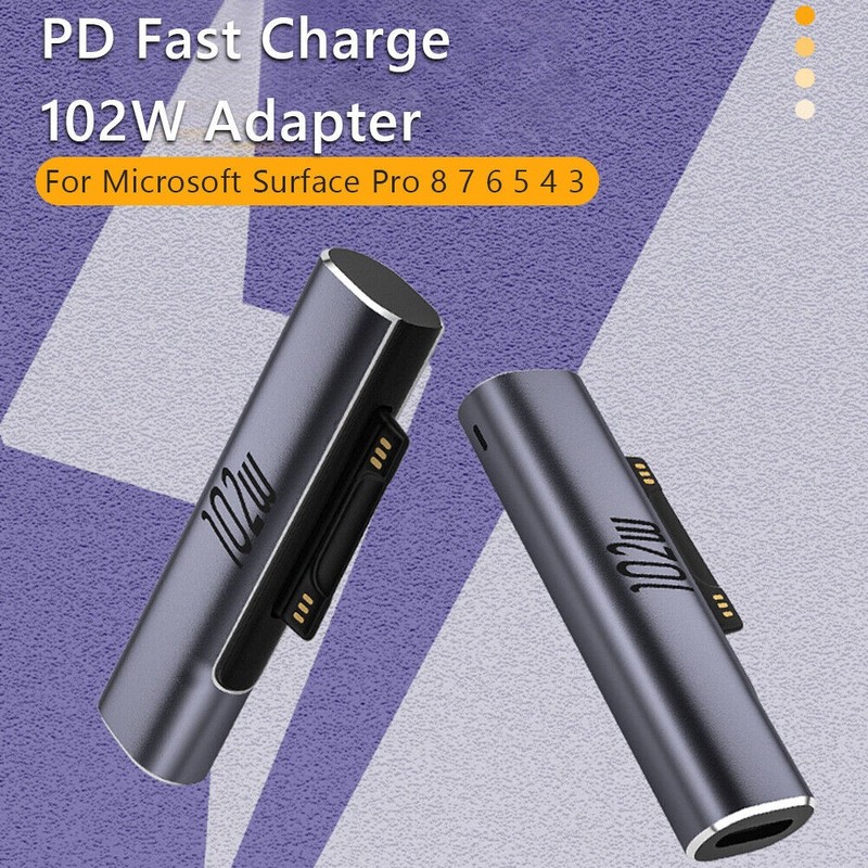 Type C PD Fast Charging Converter Charger Adapter For Microsoft Surface Black gallery