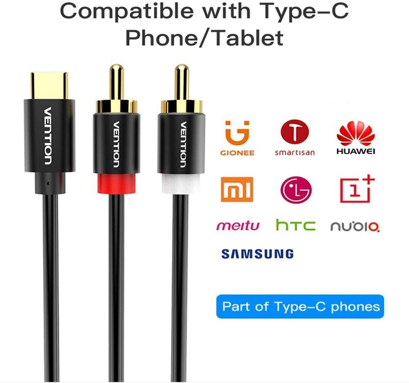Câble audio USB type C vers 2 RCA Type-C RCA Câble 2 RCA 2 RCA pour TV 1 m gallery