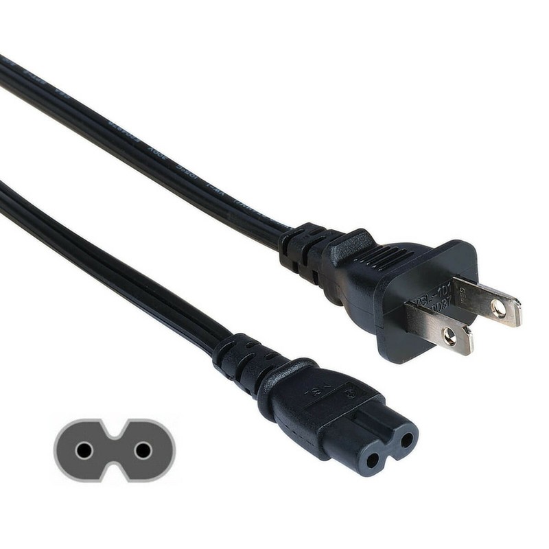3ft Two Prong AC Power Cord Cable NEMA 1-15P C7 18 AWG for Laptop PS3 PS4 DVR PC