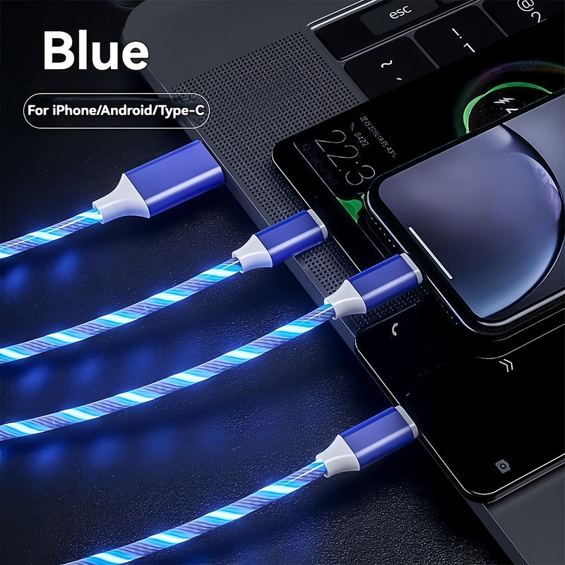 Cool 3-IN-1 Fast Charging Cable for iPhone/Android Micro Type Interface New