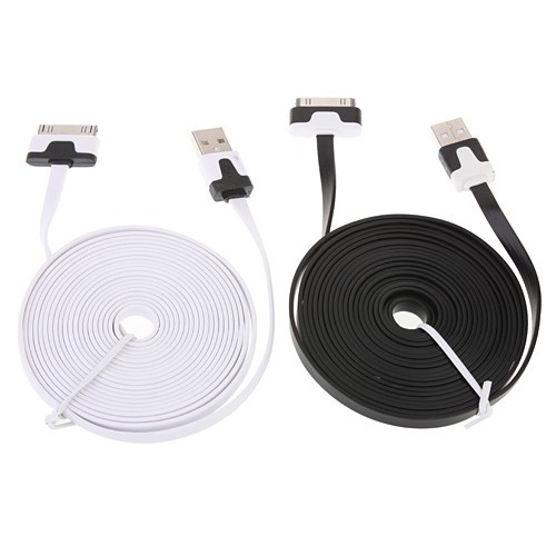 iPhone 4 Flat USB Colour Cable Charger Black BUY 1 GET 1 FREE! gallery