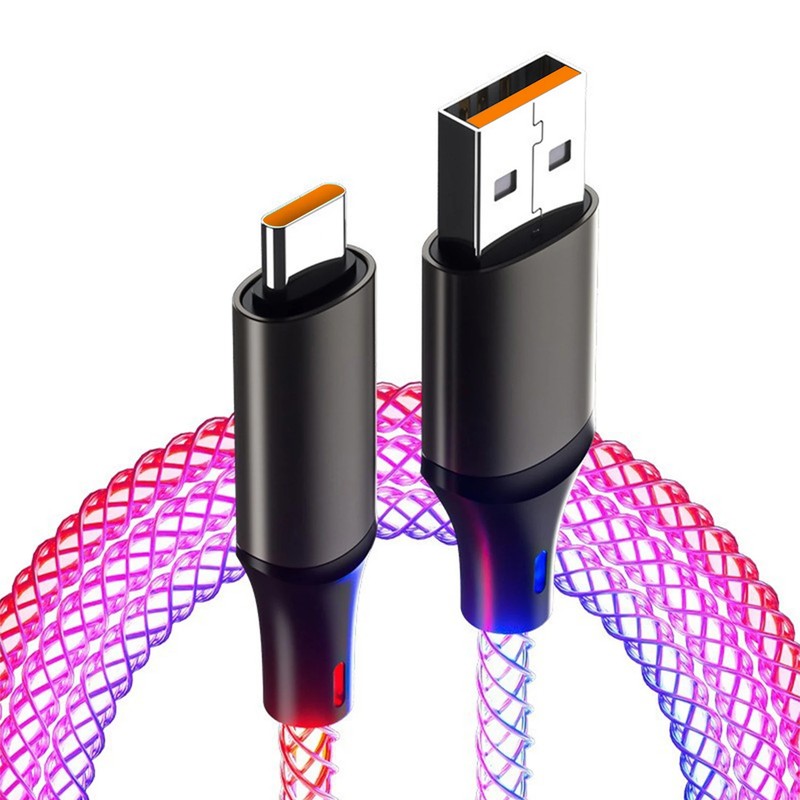 Color Luminous Data Cables Quick Charging USB A To Type-C Wire For iPhone 15 16