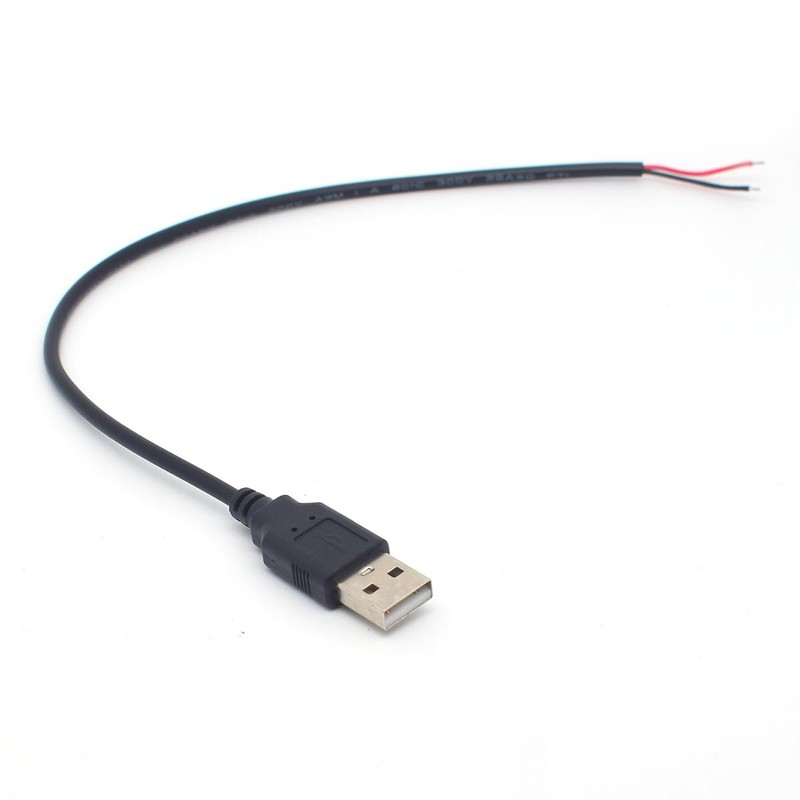 2 PCS 22AWG Short USB 2.0 Male Bare Wire Pigtail 2Pin Open End 1ft Cable gallery