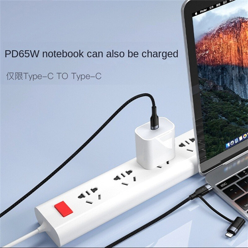 1-2 PCS USB Type C PD 60W/20W 2 in-1 Cable Data Fast Charger For Samsung iPhone gallery