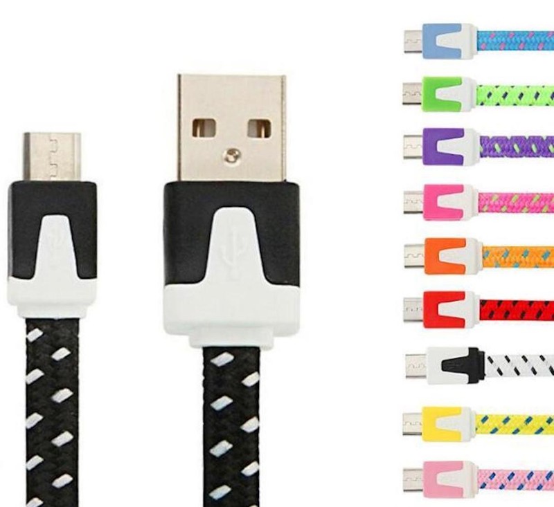 NTJ Flat Braided Noodle Charger Cable for SAMSUNG GALAXY S4 S6 S7+ MICRO USB LG gallery