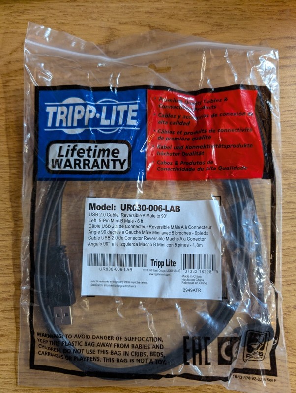 TRIPP LITE UR030-006-LAB 6FT USB 2.0 UNIVERSAL REVERSIBLE CABLE A TO LEFT 5PIN M