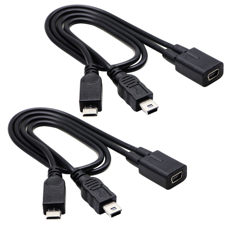 Mini USB Splitter Extender Cable Mini USB 2.0 Female to Mini USB 2.0 & Micro …