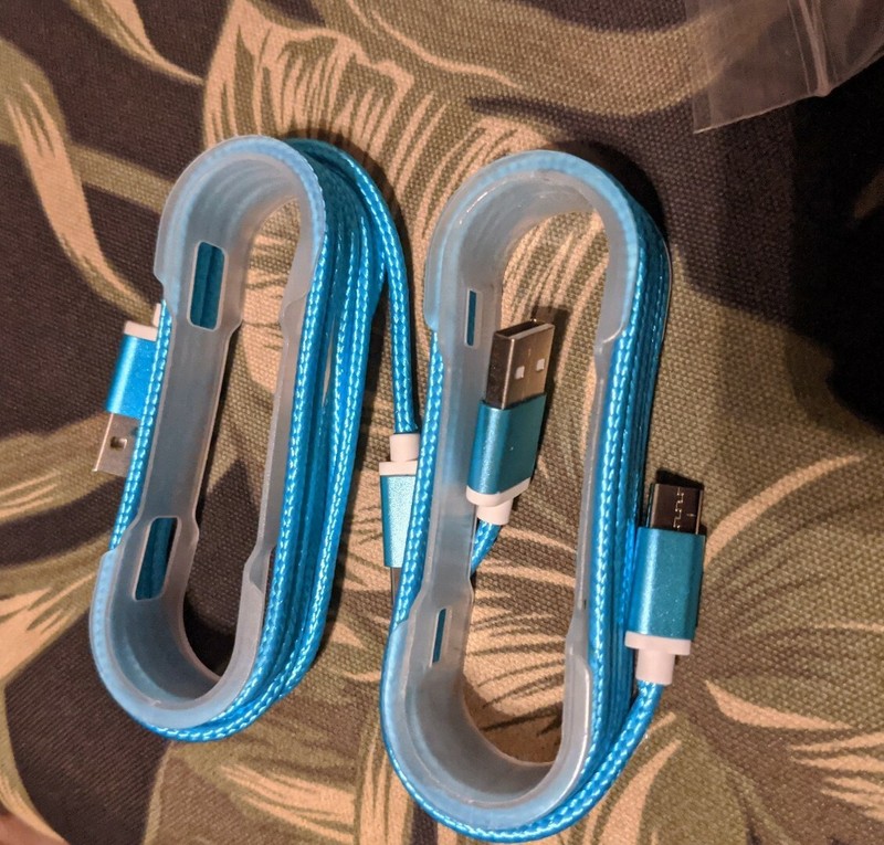 2 Pack USB Type-C Cable Fast Charger for Samsung and Google phones. Blue.