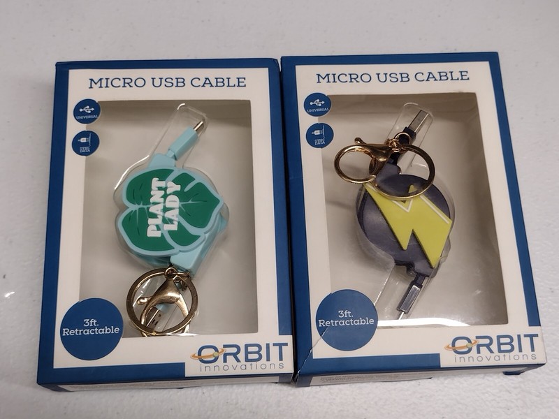 Orbit 2 Retractable 3ft Micro USB Cable Key Chain & Purse Attachment For Travel