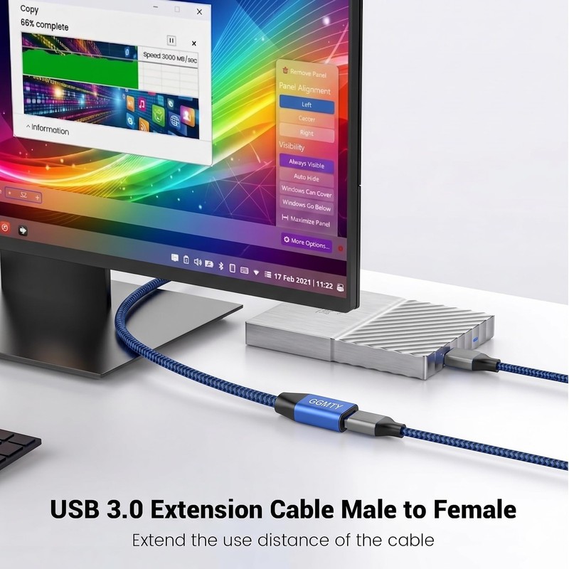 25FT USB 3.0 Extension Cable Type A Male to Female Extender 5Gbps Braided gallery