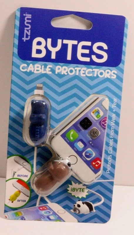 Tzumi – Bytes Cable Protectors Blue Gator/Dog NEW