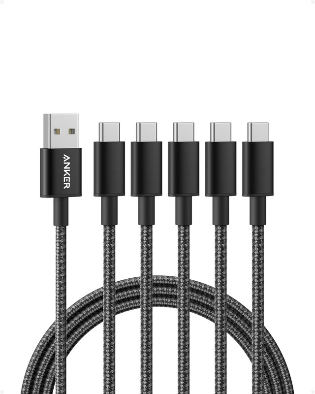 Anker USB a to USB C Cable, USB to USB C Cable (5-Pack, 6 Ft, Black) | for Iphon
