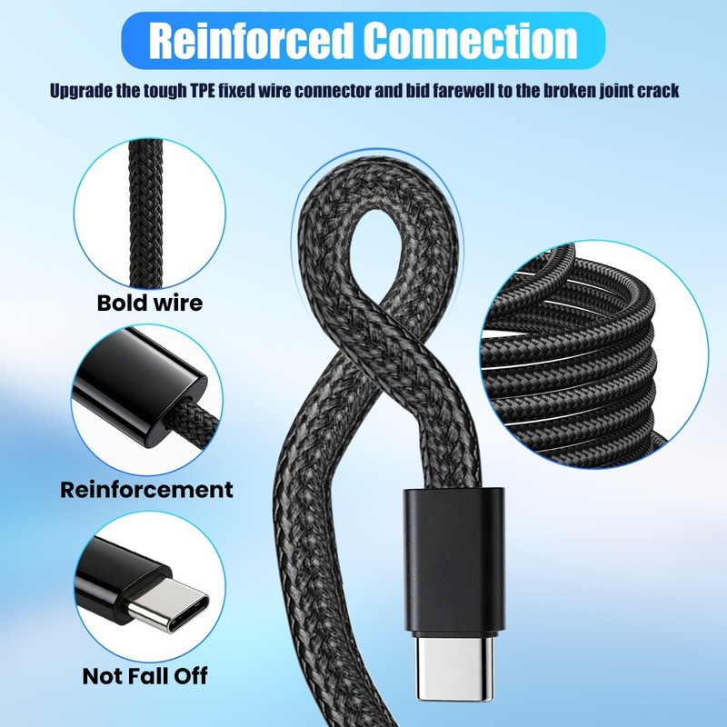 100W USB-C to USB-C Cable Fast Charger PD Nylon Cord For iPhone 16 17 Samsung gallery