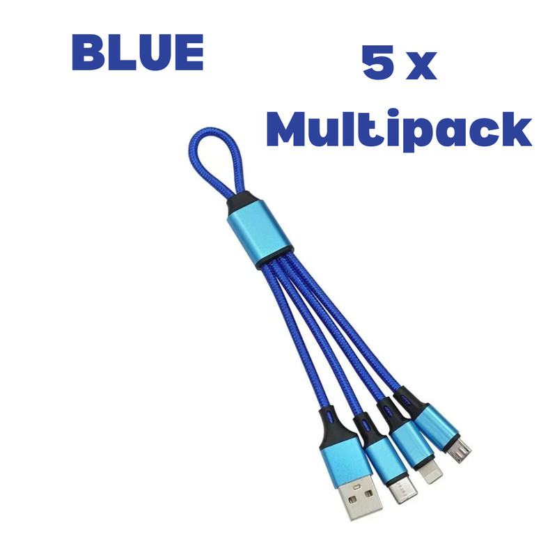 3 in 1 USB Fast Charging Cable - Short Compact Travel Friendly - 5 x Multipack gallery