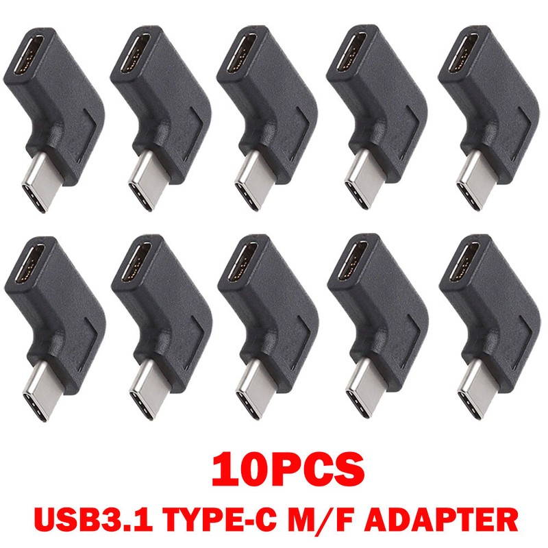 10x 90-Degree Right Angle USB 3.1 Type C Male To Female USB-C Converters Adapter