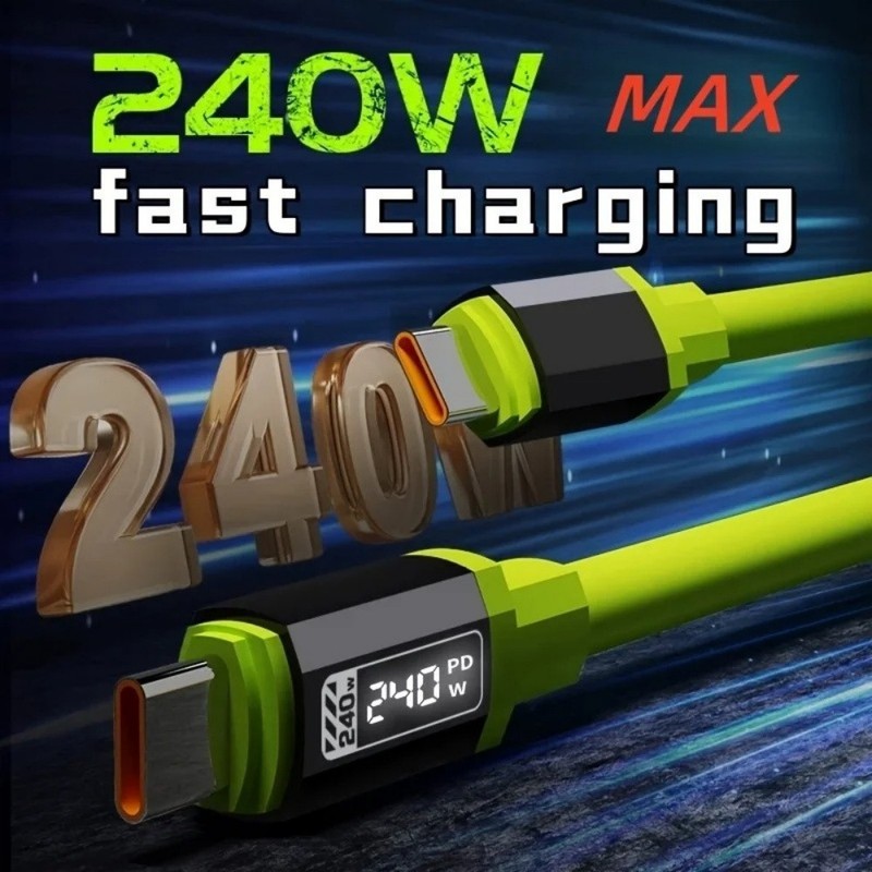 240w Super Fast USB Type-C Charging Silicone Phone Charger Lead with Display gallery