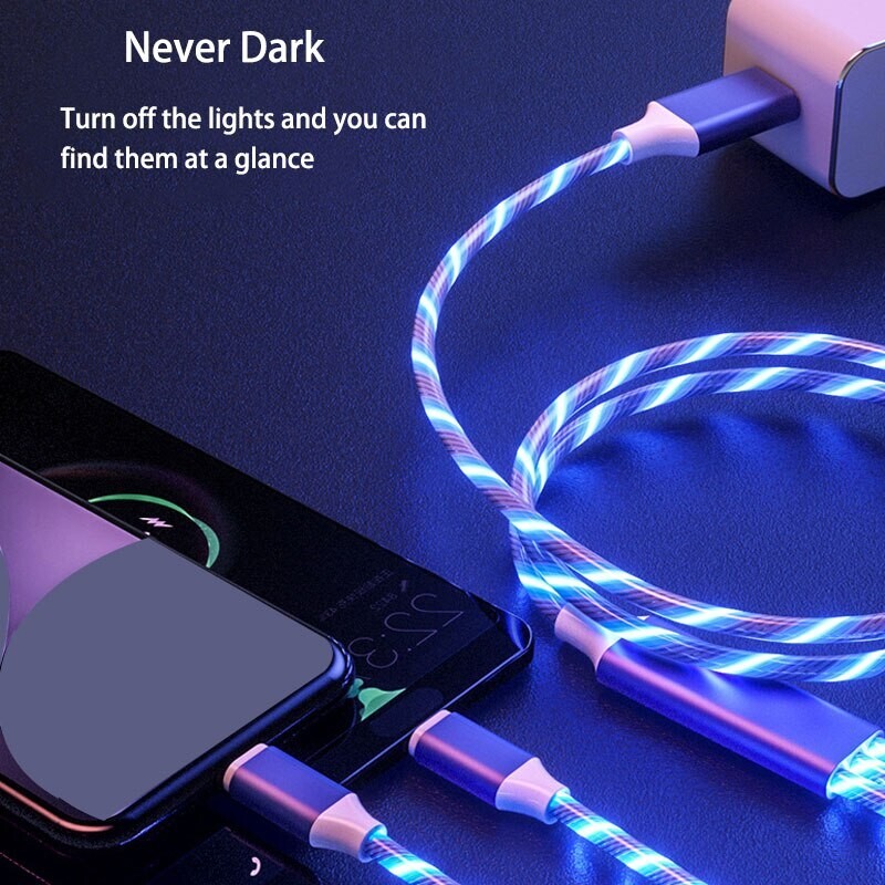 LED Light Up Fast Charging Charger Cable USB Cord For iPhone Android Type C New gallery