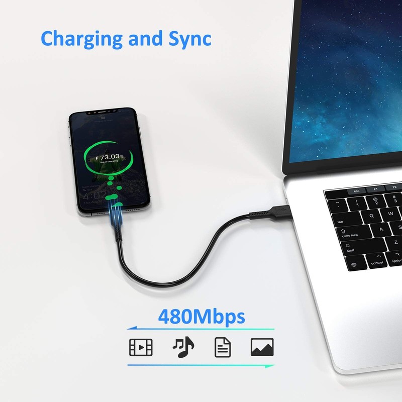 5 Pack 1ft USB C Fast Charging Cable - Durable USB A to Type C, 3A Compatible wi gallery
