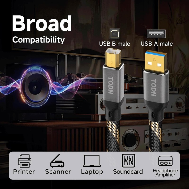 Audiophile USB Printer Cable with Upgraded 4-Core OCC, USB A to USB B Cable f... gallery