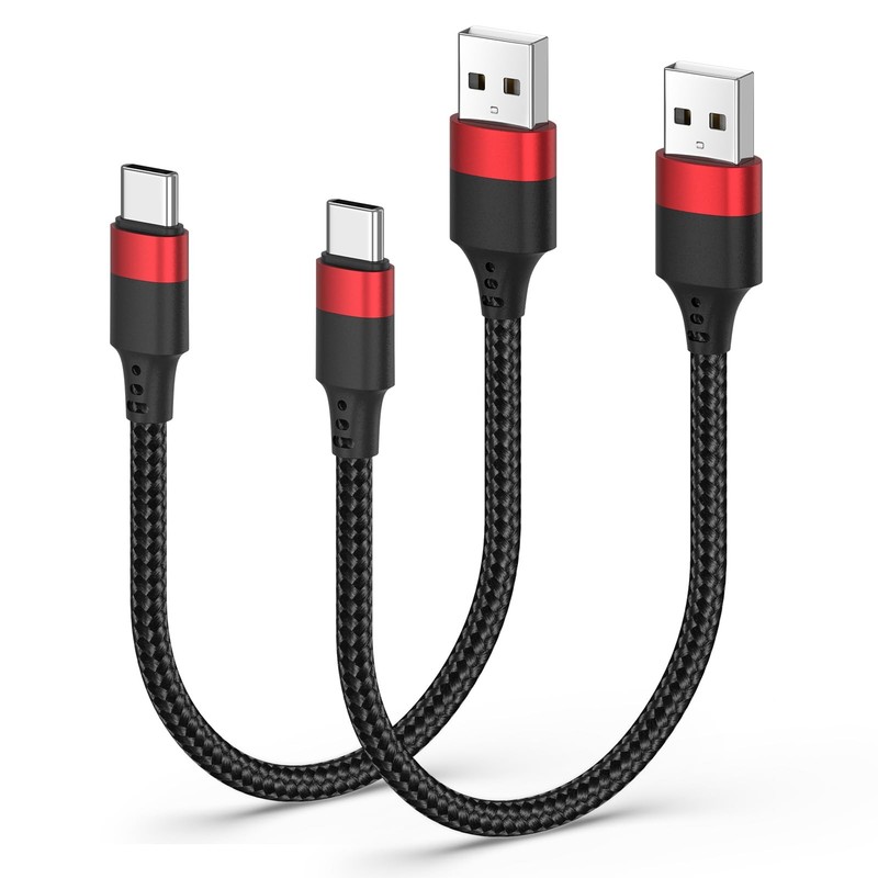 Short USB to USB C Cable, 2 Pack USB C Cable 1ft, Braided 12 inch Short USBC …